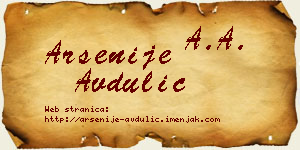 Arsenije Avdulić vizit kartica